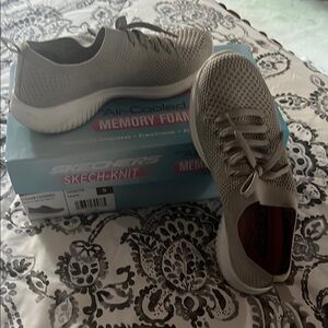 Skechers sneakers, gently used, taupe slip-ons
